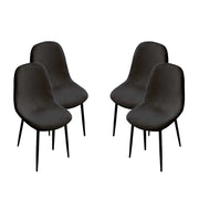 SET DA 4 SEDIE IMBOTTITE TEDDY TESSUTO NERO CON GAMBE NERE 44X48X88 CM