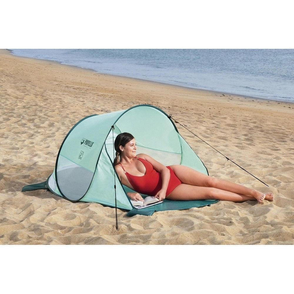 Trade Shop - Tenda Da Spiaggia Pop-up Beach Quick 2 Posti 220x120x90cm Borsa Trasporto 68107 -