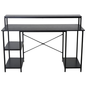 Scrivania da Ufficio con Ripiano 140x60x93 cm in Acciaio  Nera