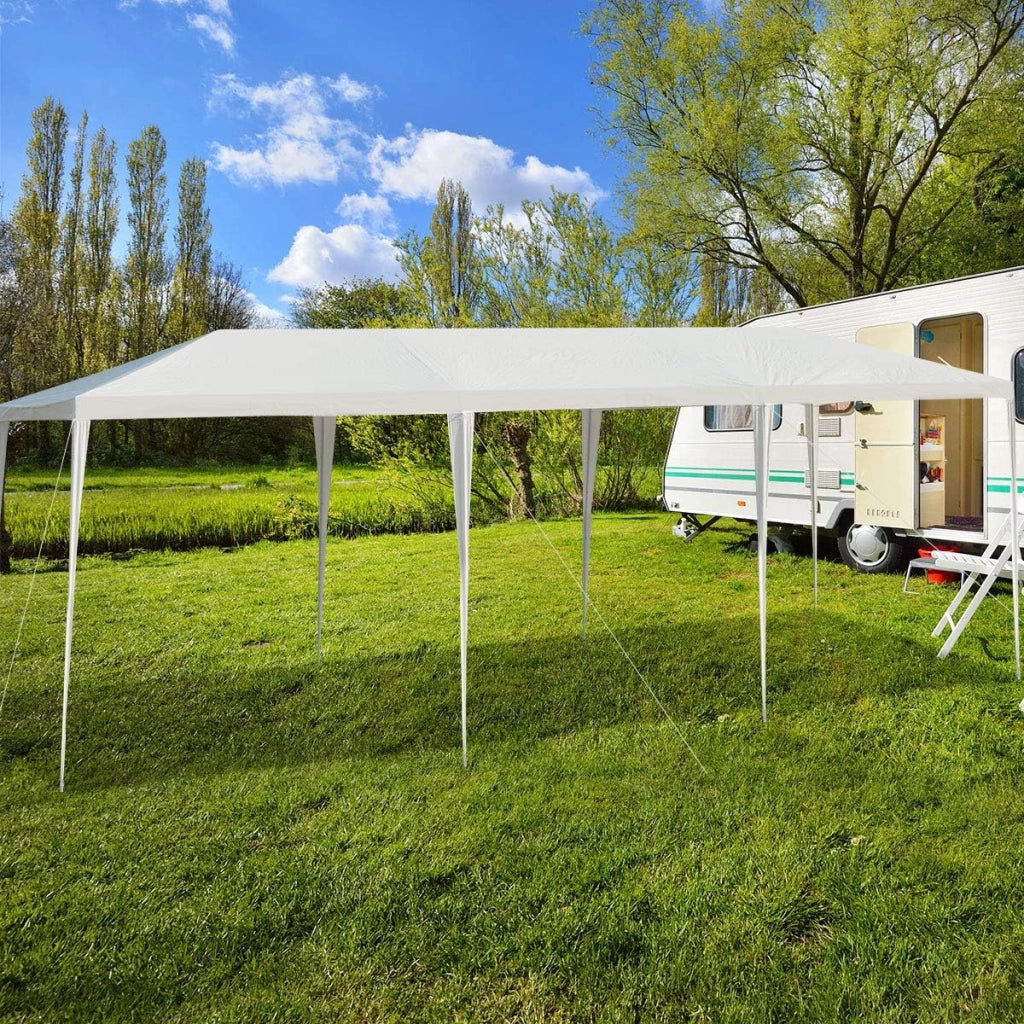 Tendone per Feste 3 x 9 M, Gazebo da Giardino con Struttura in Metallo, Impermeabile e Protezione UV, per Feste, Barbecue, Giardino e Spiaggia, Bianco