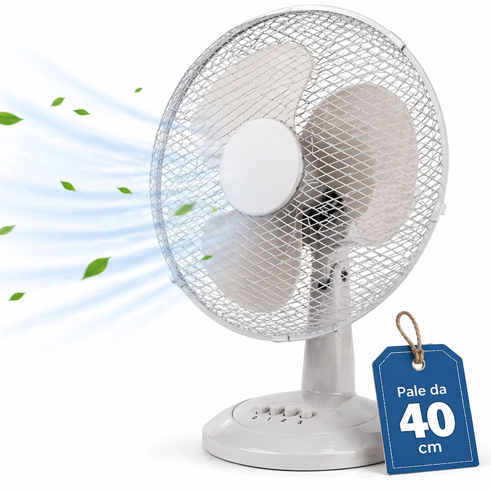 Ventilatore da Tavolo Autoportante Ø40cm Potenza 45W 3 Velocità Sabbia