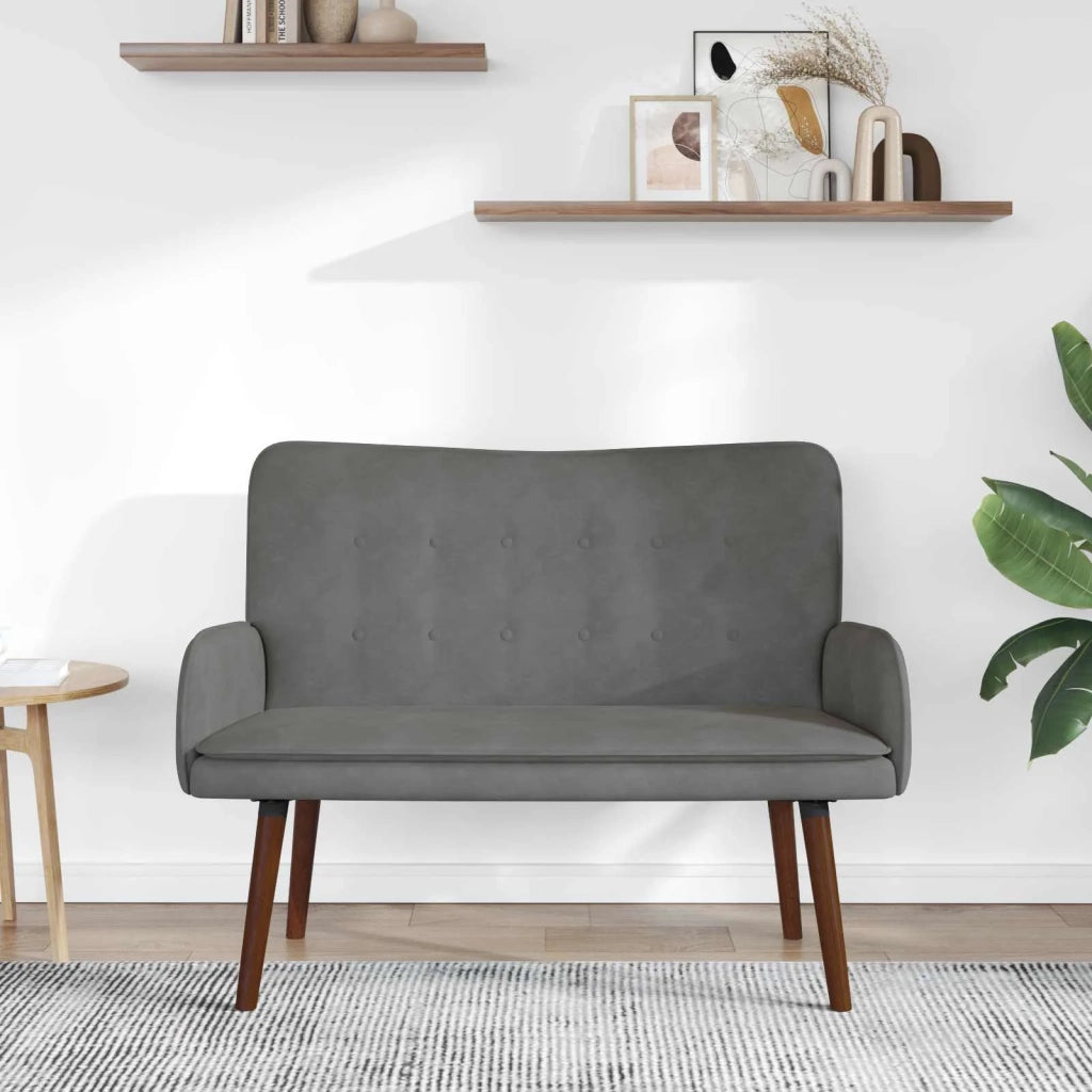 Sofa a Due Posti Grigio scuro 115 x 61 x 87 cm Velluto