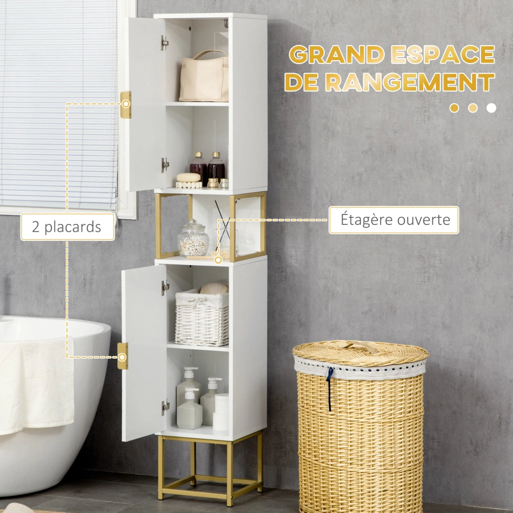 Colonna Bagno con Nicchia e 2 Ante ¨C Zephmum ¨C Grigio 30x30x200 cm