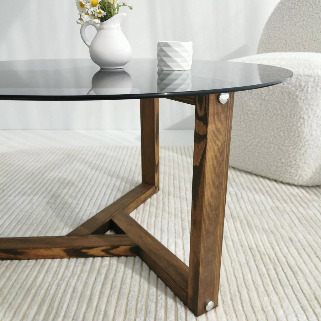 Luigia, Tavolino da Salotto Effetto Fume, 75x75x40h cm Grigio Noce