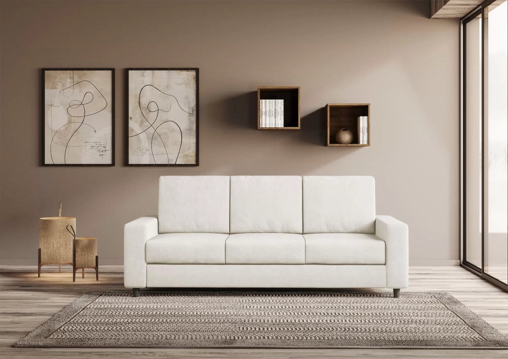 Divano sakar 3 posti (tre sedute da 60cm) misure esterne l.208cm | latte - Mobili 2G