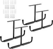 Hanger per soffitto in metallo per oggetti da garage, 4 pezzi, nero