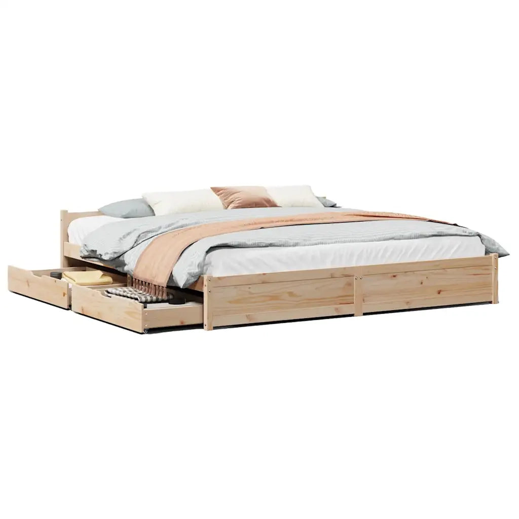 Letto senza Materasso 200x200 cm in Legno Massello di Pino