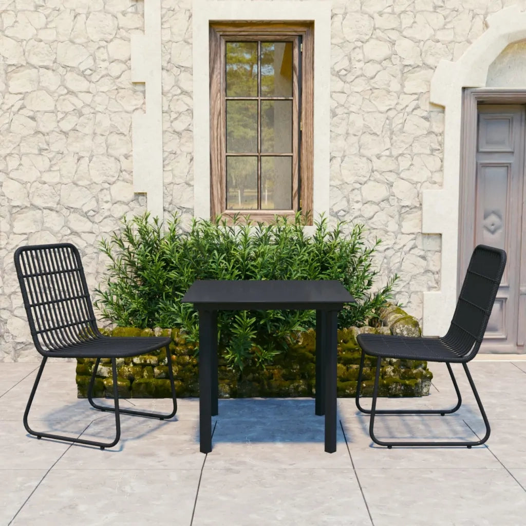 Set da Pranzo da Giardino 3 pz in Polyrattan e Vetro 3060249