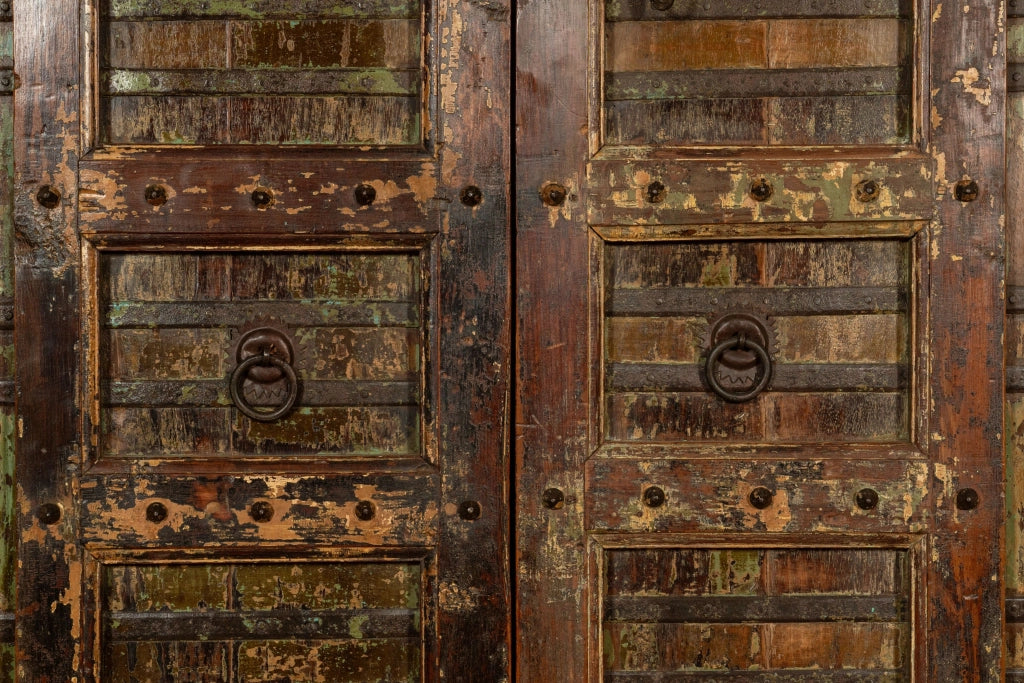 Biscottini Porta portone in legno massello e ferro da interno o da esterno vecchia e antica medievale scorrevole