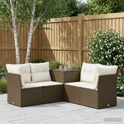 Set di divani 5 pz Marrone e Bianco Crema 3447834