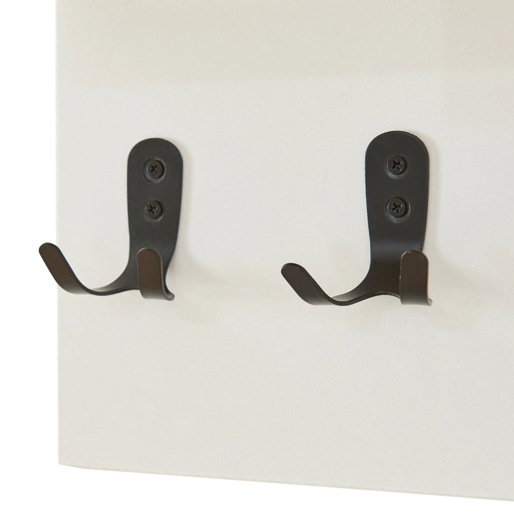 Appendiabiti a Parete Botaruvn con Ripiani e Ganci Doppi 34 x 59 x 13 cm - Beige / Bianco [en.casa]