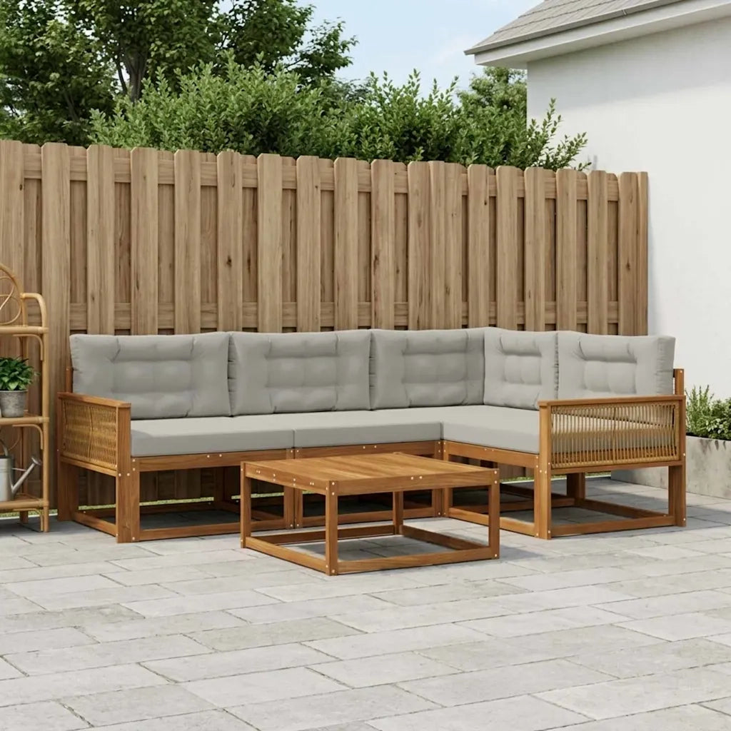 Set di divani da esterno 5 pcs Naturale e Grigio chiaro 3382549