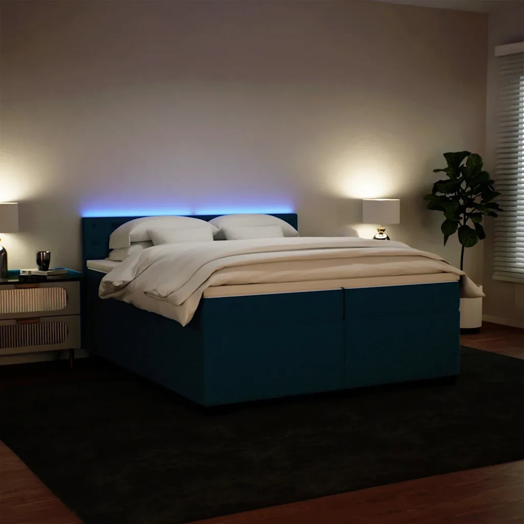 Giroletto a Molle con Materasso Blu 200x200 cm in Velluto 3288718