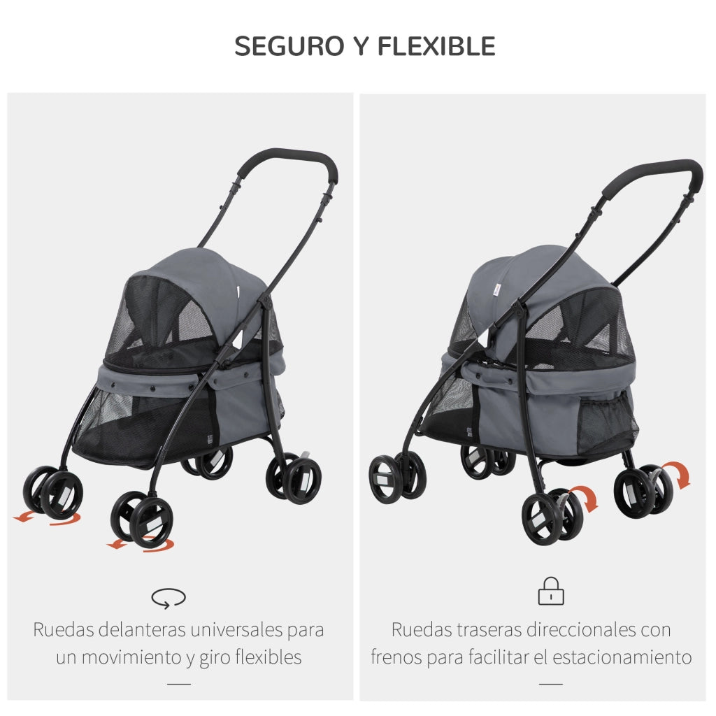 Casetto per Cani Piccolo Pieghevole Grigio con Cuscino ¨C zephmum ¨C Acciaio