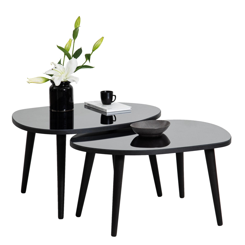 Cassiano, Tavolino da Salotto Piano in Vetro Temperato, 75x55x38h cm Nero