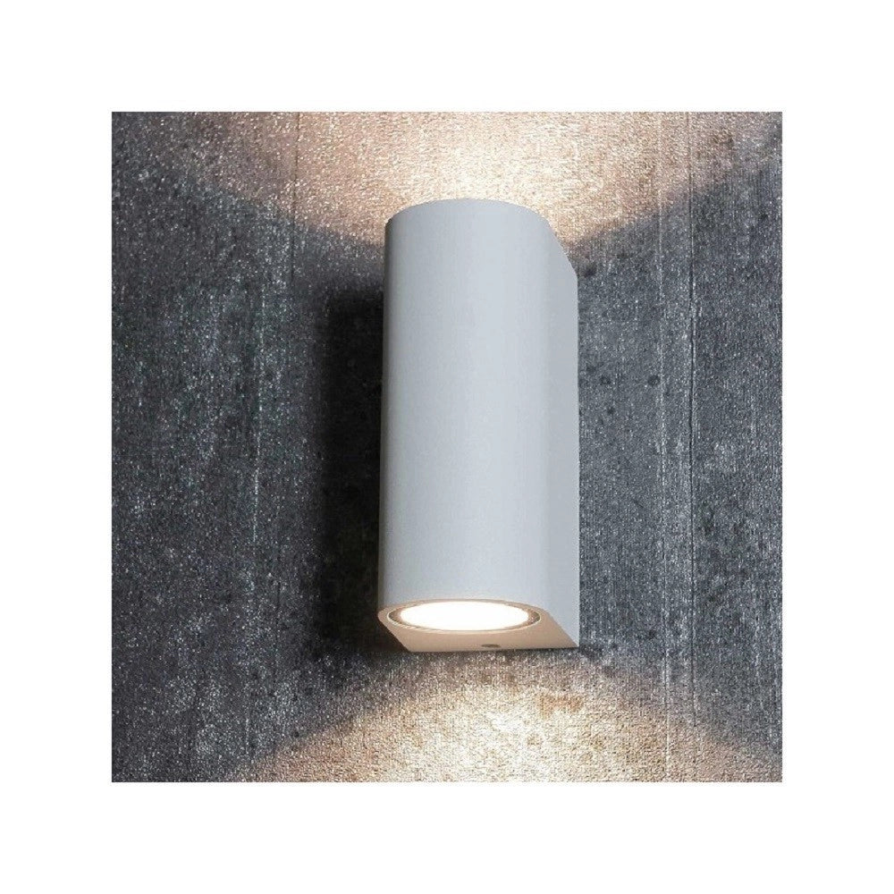 Trade Shop - Applique Da Esterno Cilindro Up&down Lampada Da Parete Giardino 2xgu10 Ip65 Es14 - Bianco