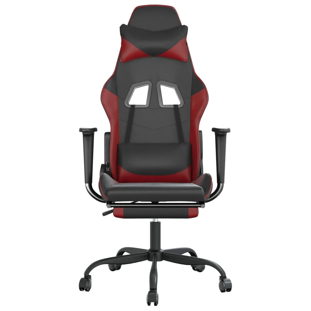 Sedia da Gaming con Poggiapiedi Nero e Rosso Vino in Similpelle cod mxl 62062