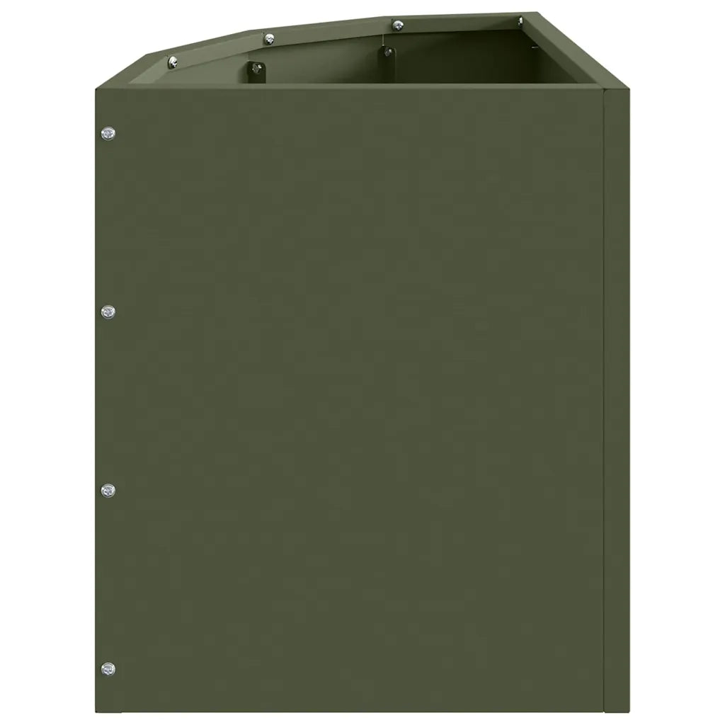 Vaso d'angolo-Fioriera-Contenitore per Piante Oliver verde 30 x 30 x 35 cm Acciaio