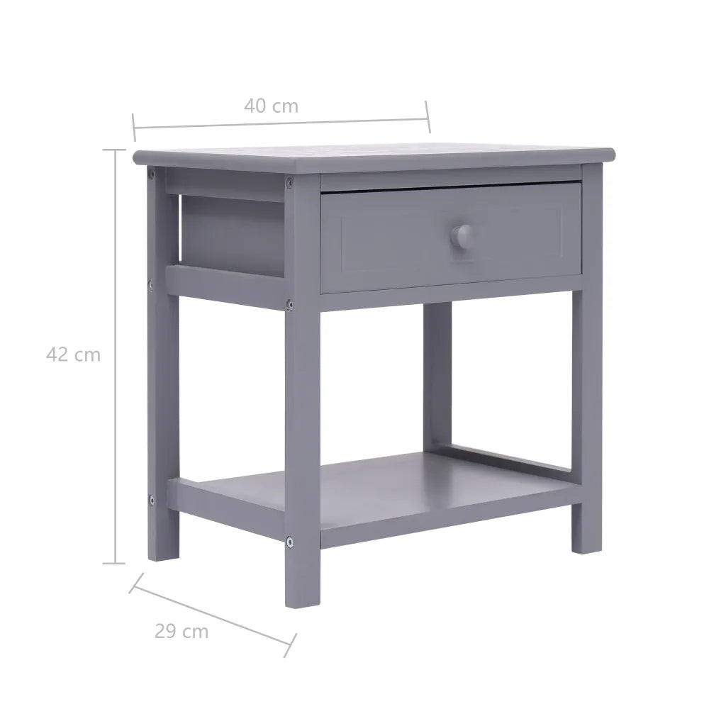 Comodini 2pz-Set di 2 Tavolino da notte Grigi 40x29x42 cm in Legno di Paulonia