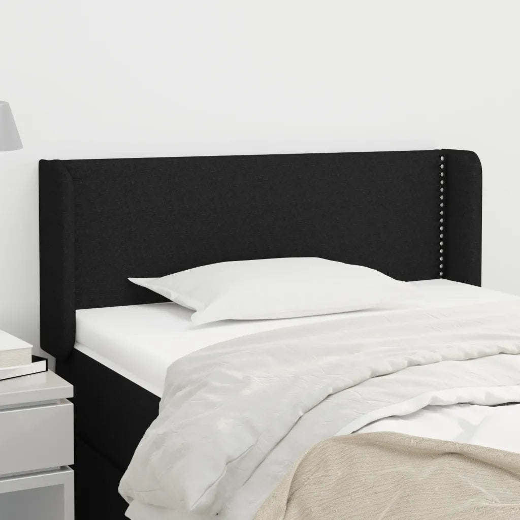 Testiera ad Orecchio Nera 103x16x78/88 cm in Tessuto 3118620