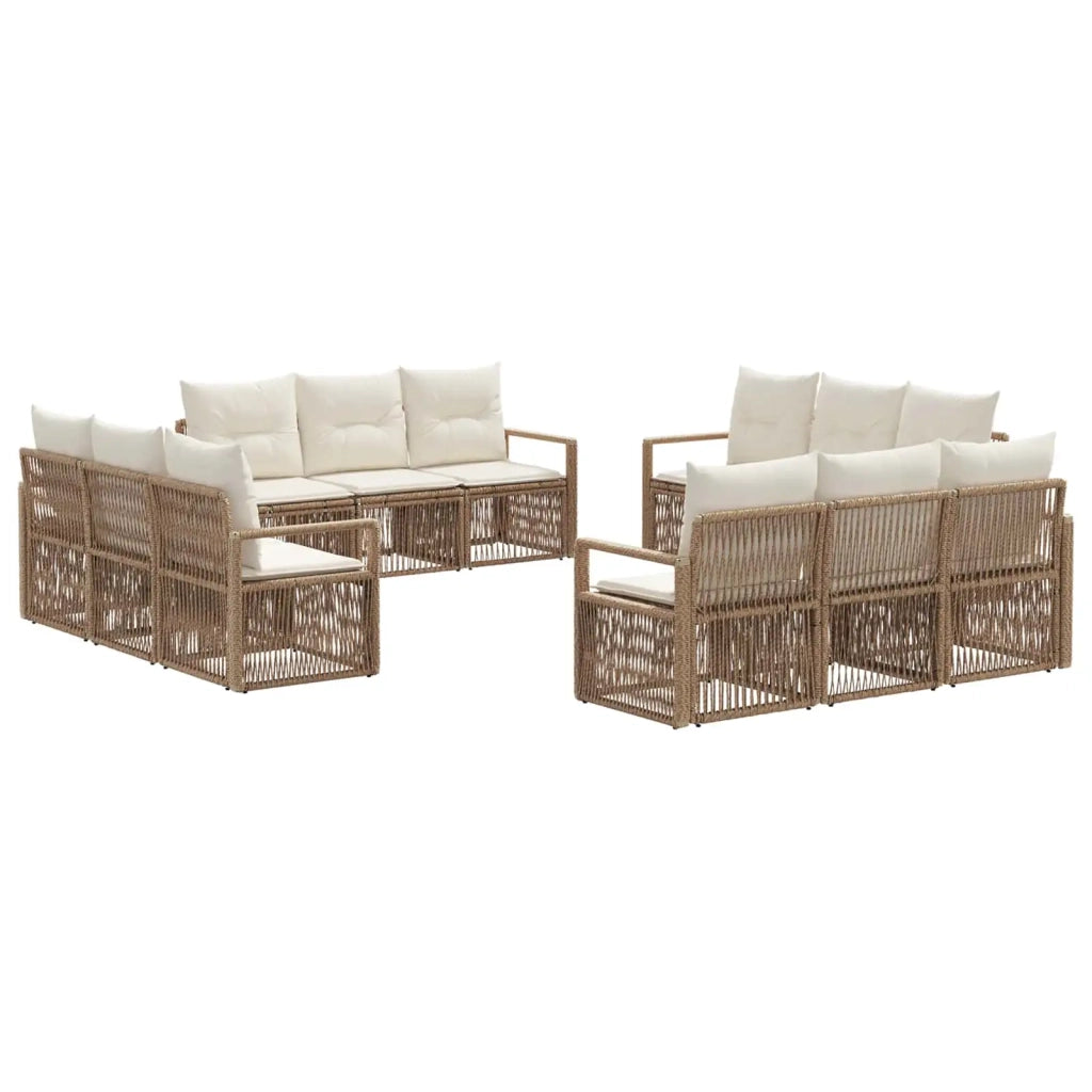 Set Divano da Giardino 12 pcs Beige polyrattan 3435663
