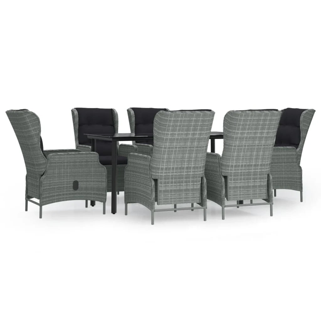 Set da pranzo da esterno 7 pezzi vimini intrecciato in resina grigio chiaro 02_0014357