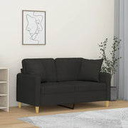 Divano a 2 Posti con Cuscini-Sofa 2 Posti con Cuscini Nero 120 cm in Tessuto 615541