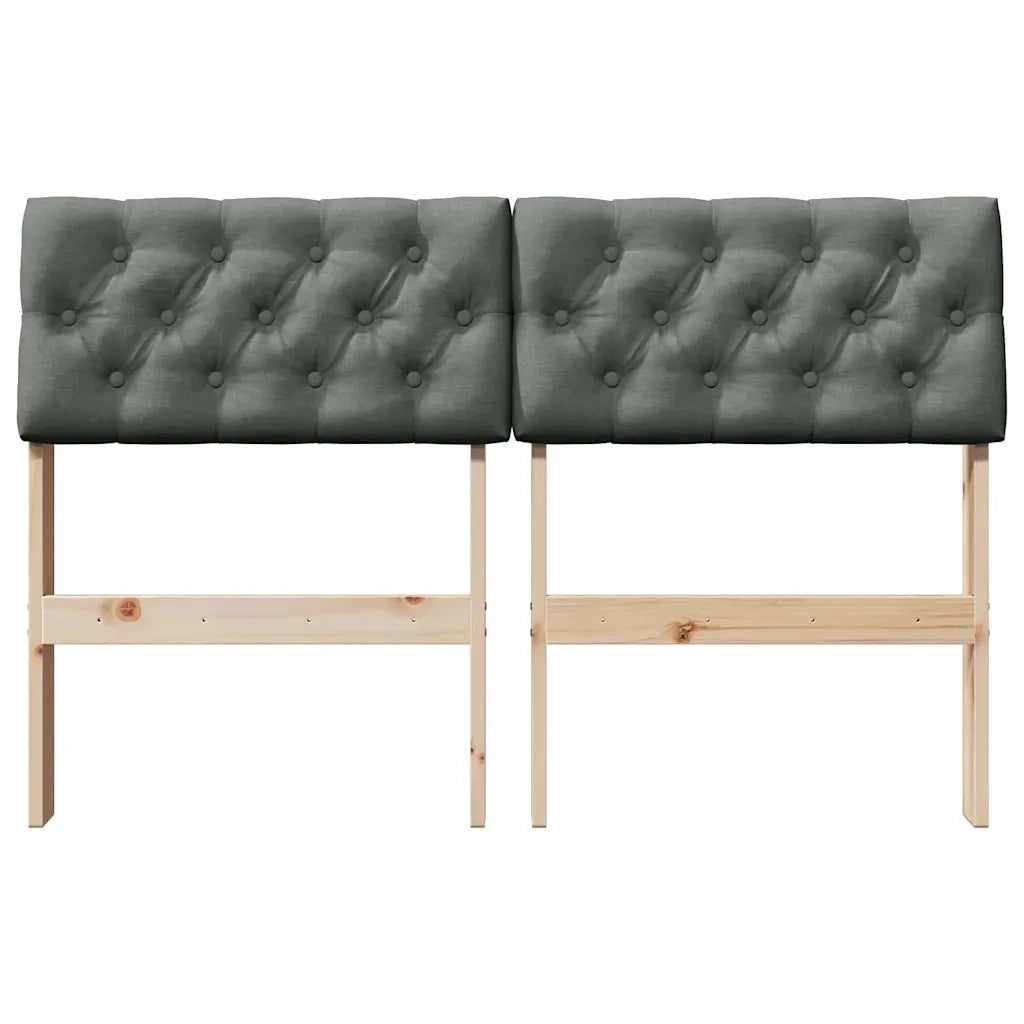 Testiera imbottita Grigio scuro 120 cm Pino massello 879185