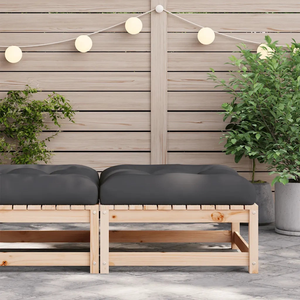 Sedia da giardino-Poggiapiedi da Giardino con Cuscino in Legno Massello di Pino 868085