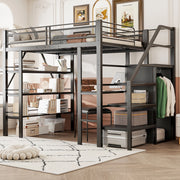 Letto a soppalco 140x200 cm con scrivania e armadio