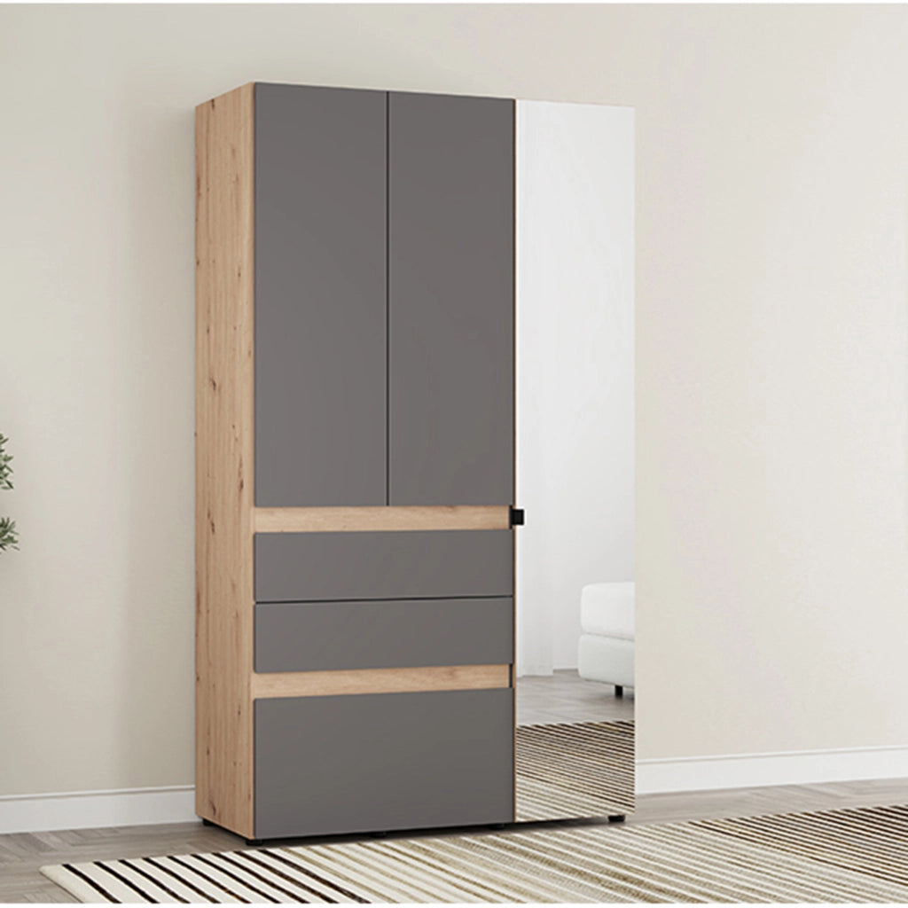 Armadio Camera da Letto Zuccare, Guardaroba 3 Ante Appendiabiti, 117x52 cm Nero Antracite