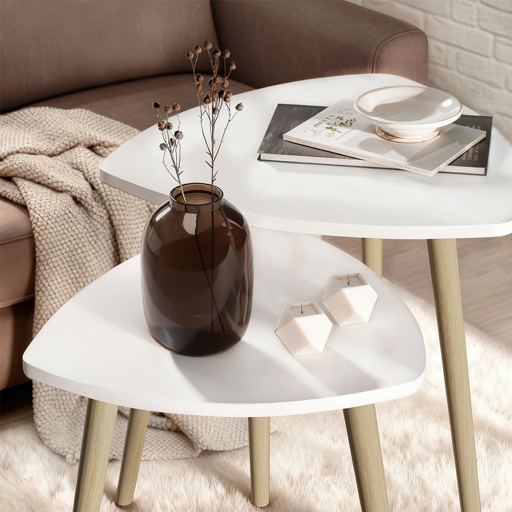 Vicco Tavolino da caffè Bianco/Sonoma 48 x 45 cm Set di 2