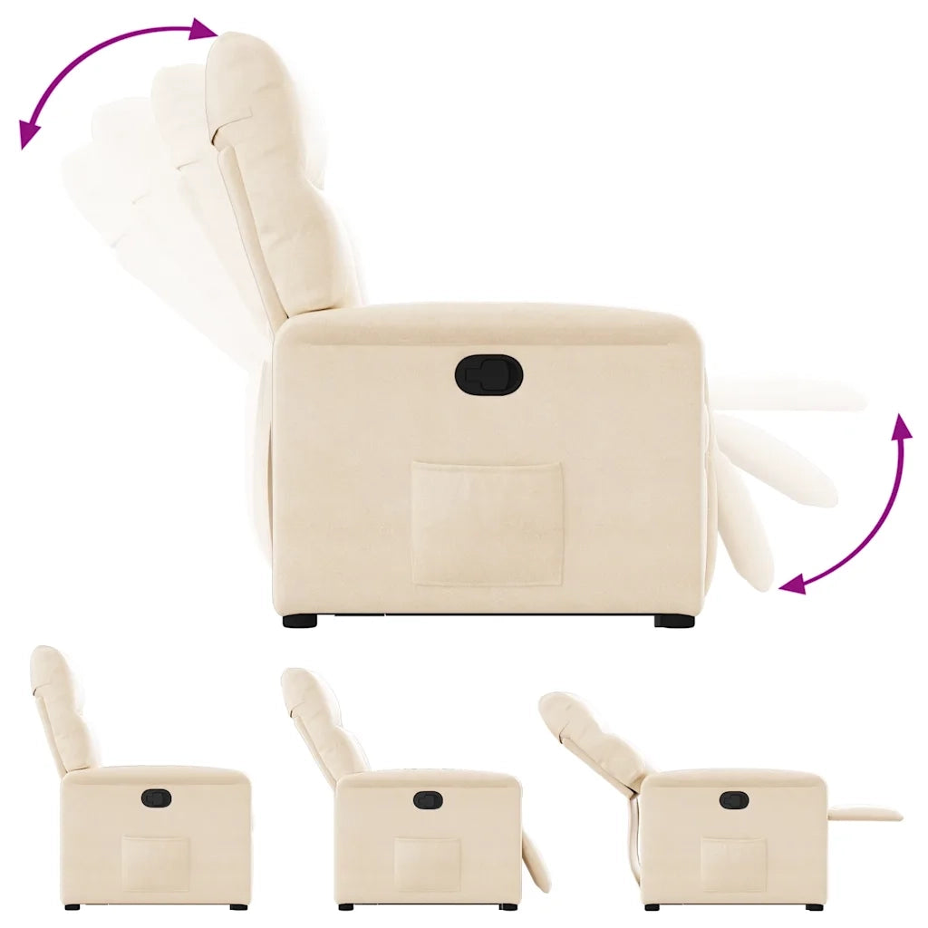 Poltrona Alzapersona Reclinabile Beige in Tessuto Microfibra 3303092