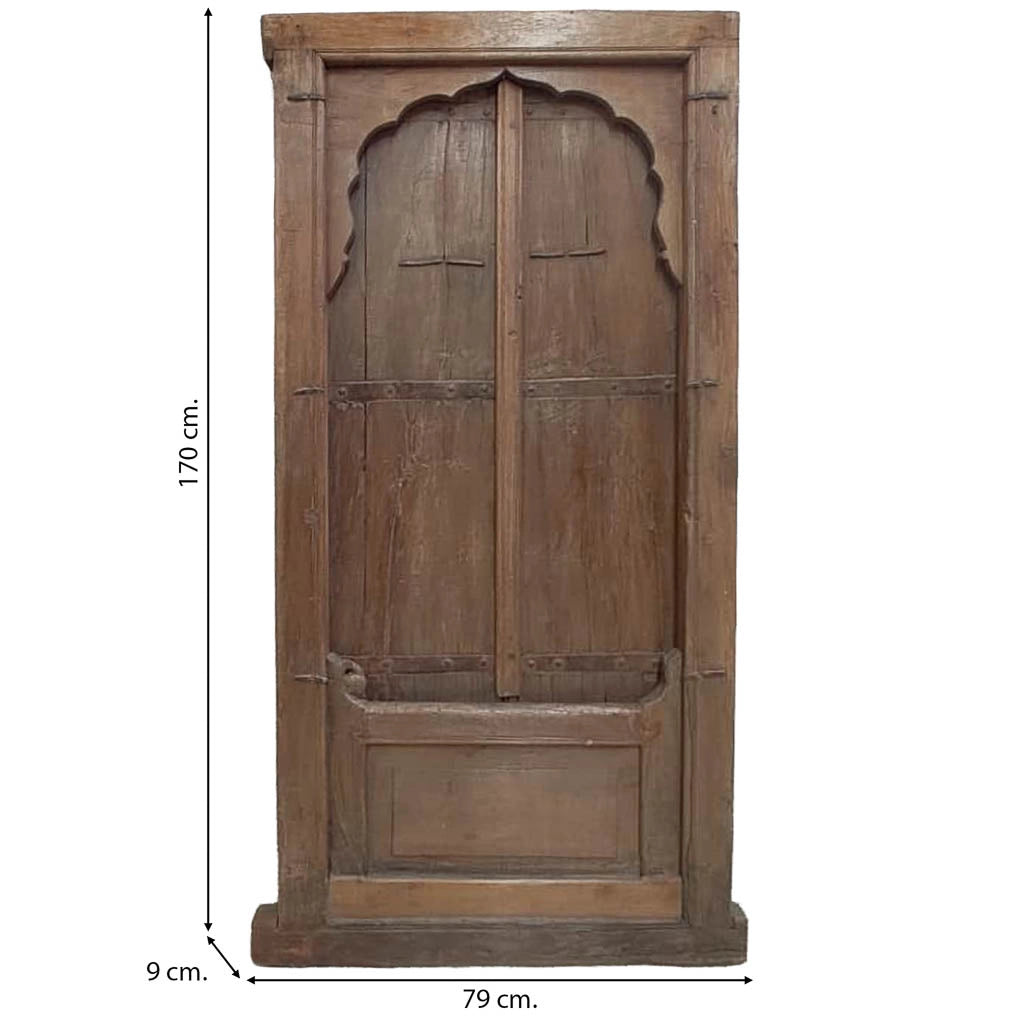 Finestra in legno con finitura artigianale marrone 79x9x170 h cm
