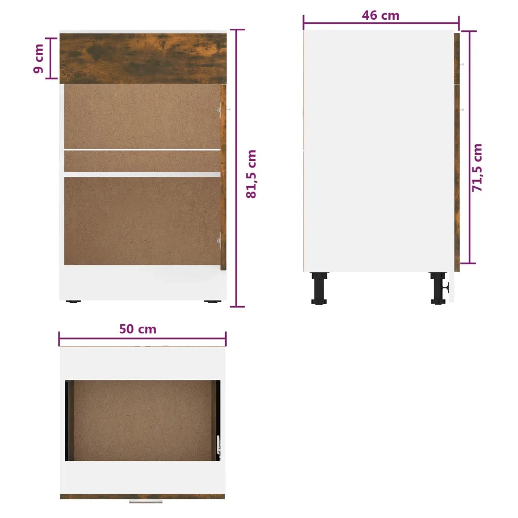 Mobiletto a cassetti moderno per ottimizzare lo spazio in cucina 50 x 46 x 81 cm legno composito finitura rovere affumicato 02_0048193