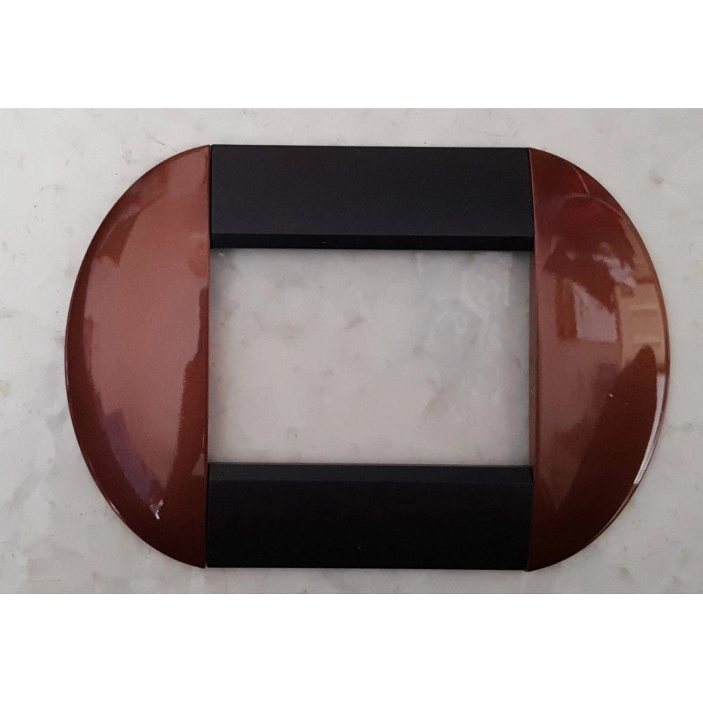 Trade Shop - Placca Placche Placchette Compatibili Living International Light Bombate Bticino - Bicolore Marrone E Nero -7 Fori     -
