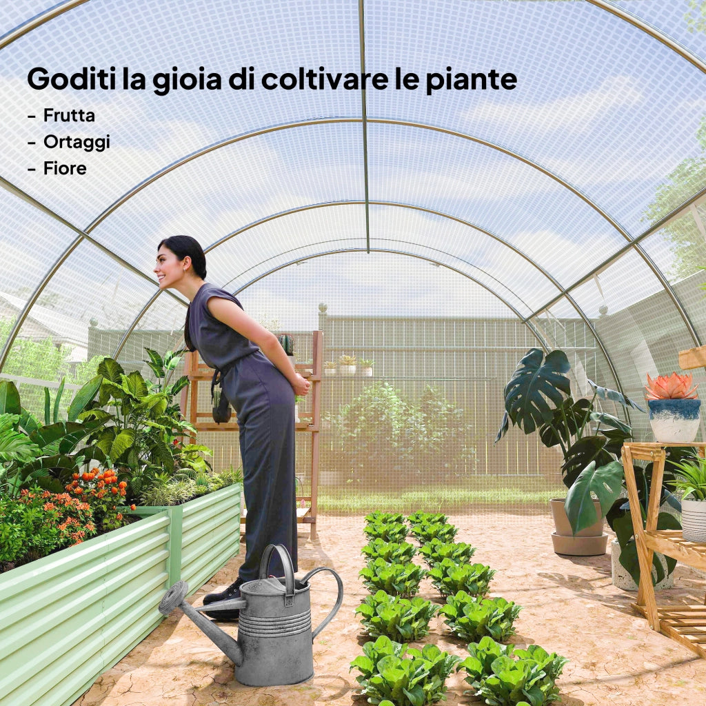 Serra da Giardino a Tunnel ¨C Minimal ¨C Acciaio Zincato, PE, 397x300x200 cm, Bianco