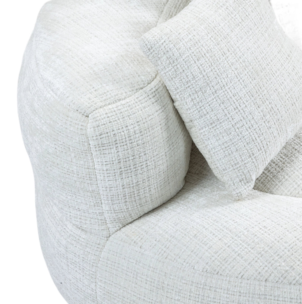 Poltrona sacco 108x108x52 cm ampia e comoda in chenille beige