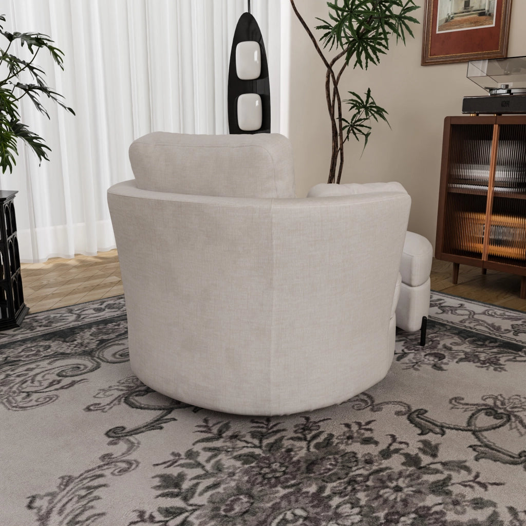 Poltrona Relax XL con Pouf Contenitore a Luna e Cuscini ¨C MINIMAL ¨C Tessuto Chenille Beige