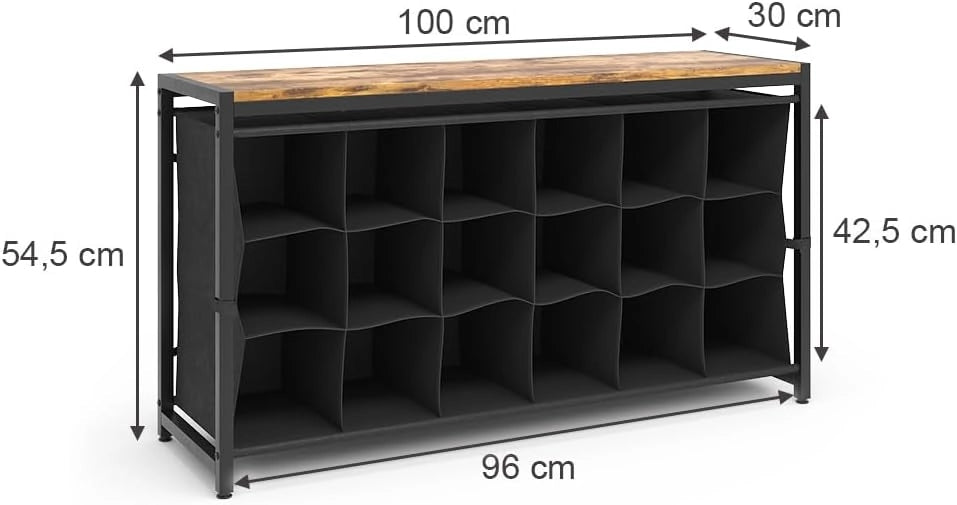 Scarpiera Fyrk, Rovere rustico, 100 x 54.5 cm, per la conservazione aperta di scarpe e accessori