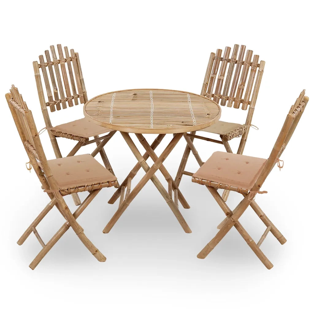 Set da Pranzo da Giardino 5 pz Pieghevole con Cuscini in BambÃ¹ cod mxl 75972