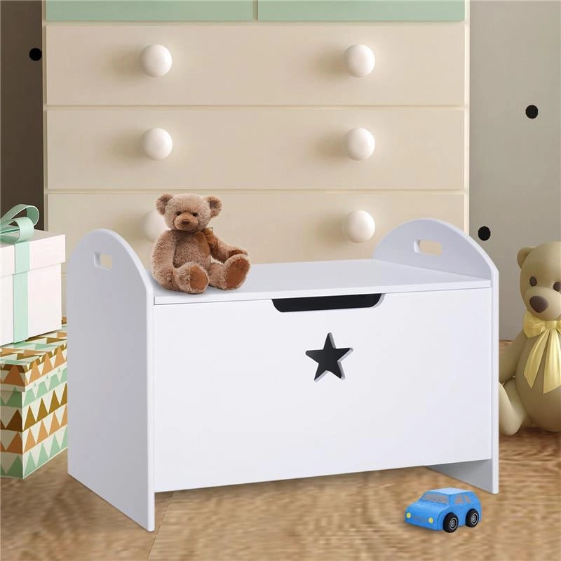 BAULE CONTENITORE PORTAGIOCHI PER CAMERETTA BAMBINI IN LEGNO BIANCO  62 X 40 X 46.5CM