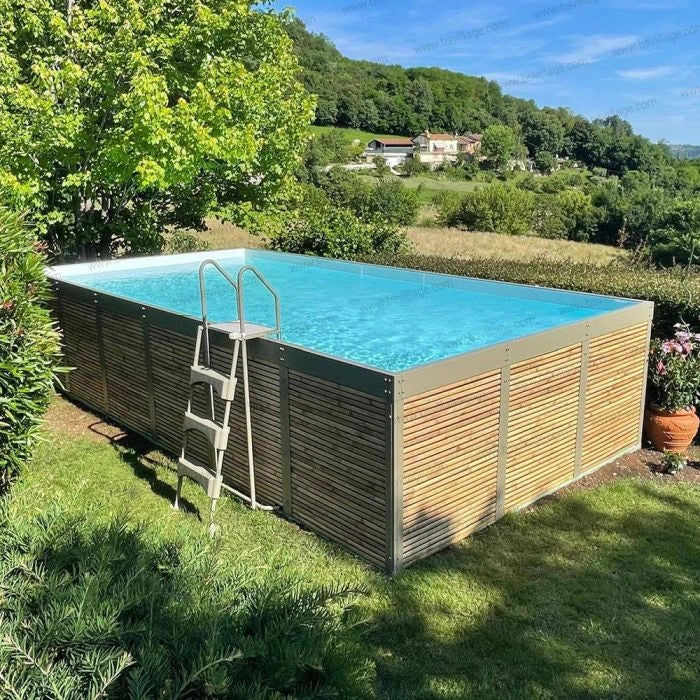 Piscina Laghetto fuori terra rivestita in Bambù ANTEA 6,12 x 3,12 h.1,26 m