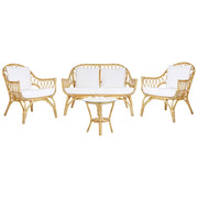 Set da Giardino in Rattan Sintetico con 2 Poltrone Divano e 1 Tavolino Beige