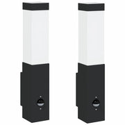 Set di 2 moderne lampade da parete per esterni resistenti alle intemperie 10,5 x 6 x 33 cm in acciaio inox nero 02_0056514