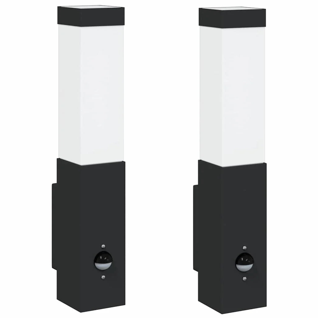 Set di 2 moderne lampade da parete per esterni resistenti alle intemperie 10,5 x 6 x 33 cm in acciaio inox nero 02_0056514