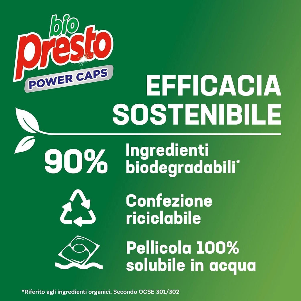 BIO PRESTO POWER CAPS CLASSICO DETERSIVO LAVATRICE PREDOSATO IN CAPSULE CONFEZIONE DA 54 LAVAGGI