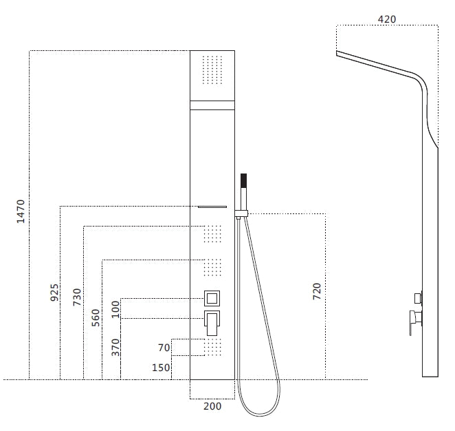 Colonna doccia pannello idromassaggio effetto cascata YH8122 MADRID - Satinato
