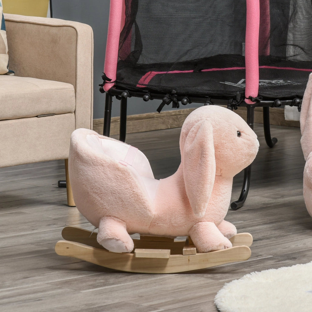 Cavallo a Dondolo per Bambini con Sonido e Sicurezza ¨C zephmum ¨C Rosa 60x33x50