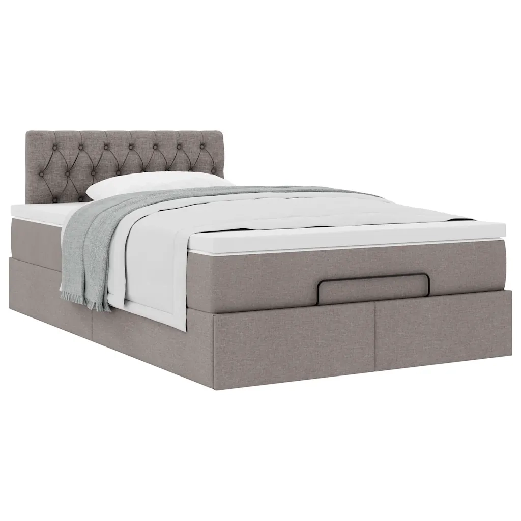 Struttura Letto Pouf con Materasso Tortora 120x200cm in Tessuto 3311536
